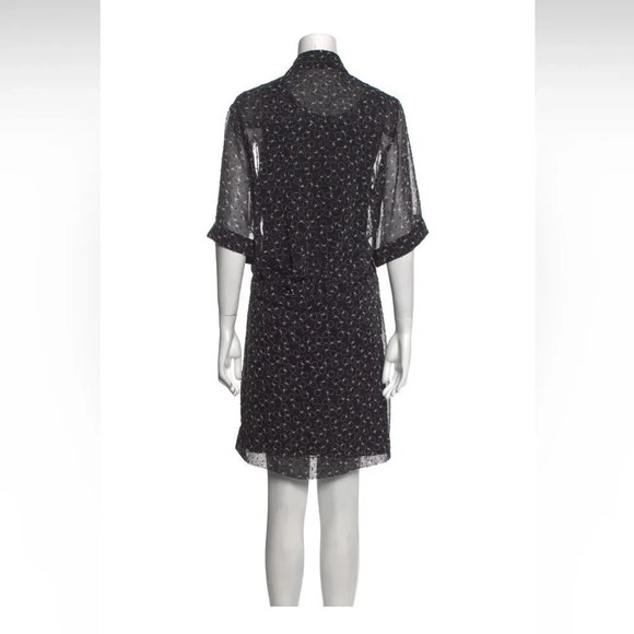 See by Chloe 3/4 sleeve pleated button up shift dress sz 8 textured - Picture 2 of 9